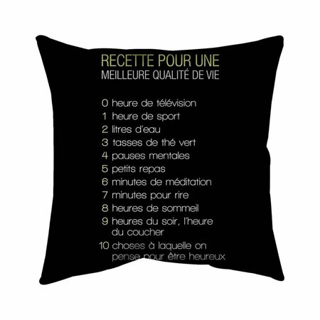 BEGIN HOME DECOR 26 x 26 in. Recipe of Happiness-Double Sided Print Indoor Pillow 5541-2626-TY13